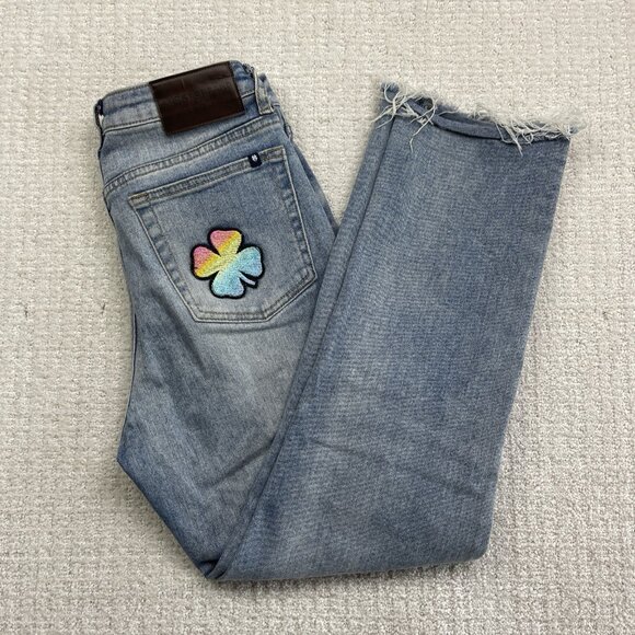 Lucky Brand High Rise Straight Ankle Distressed Jeans 2 / 26 Four-leaf clover* - Picture 1 of 15